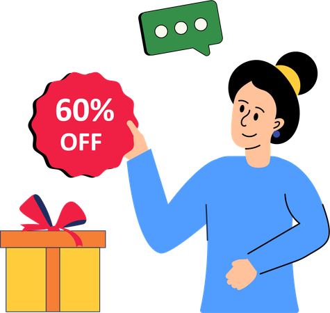 Girl getting gift discount  Illustration