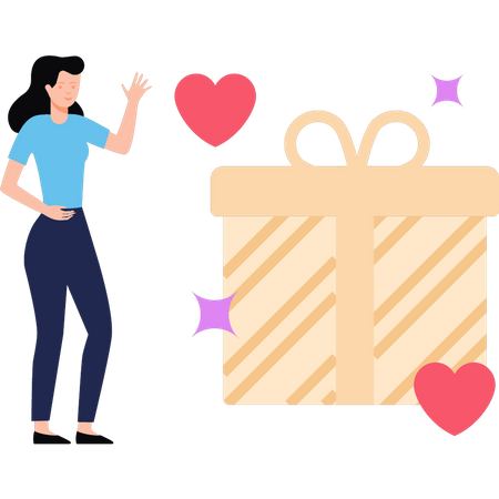 Girl getting gift  Illustration