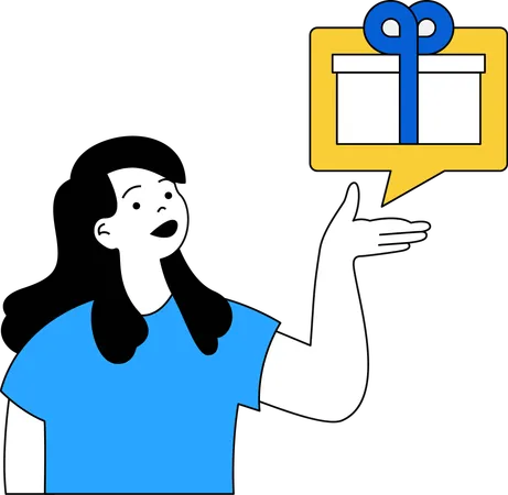 Girl getting gift message  Illustration