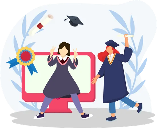 Girl getting graduation  Illustration
