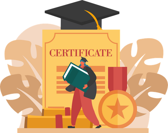 Girl getting graduation certificate Illustration