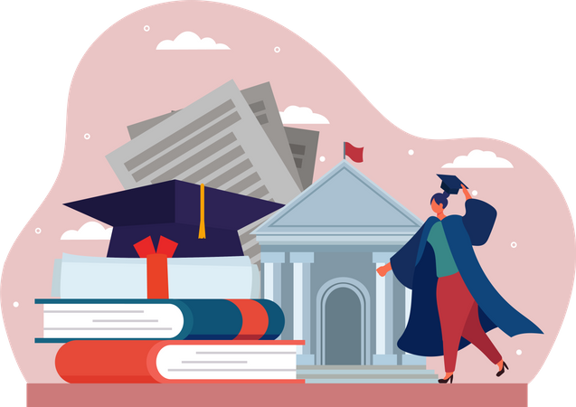 Girl getting graduation certificate  Illustration