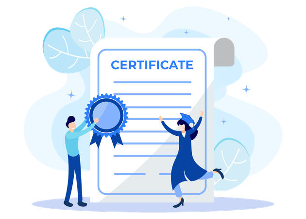 Girl Getting Graduation Certificate  Illustration