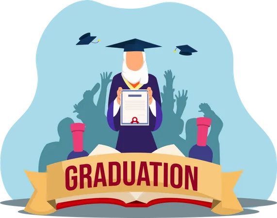Girl getting graduation degree Illustration