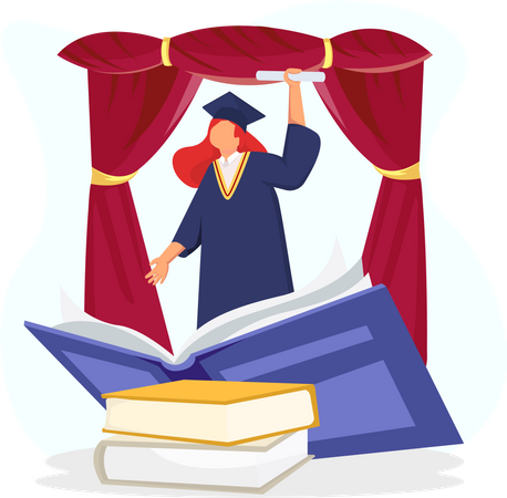 Girl getting graduation degree  Illustration