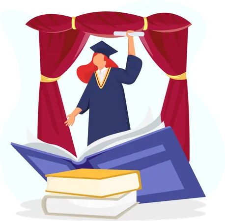 Girl getting graduation degree  Illustration