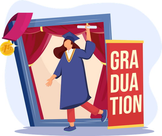 Girl getting graduation  Illustration