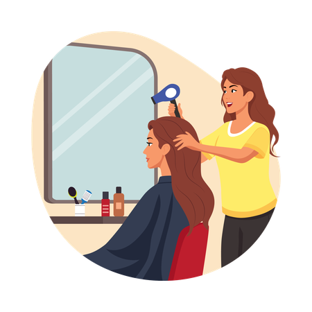 Girl getting Hair Styling Before Event  Illustration
