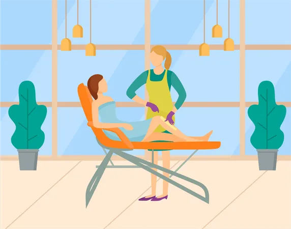 Girl getting hair waxed  Illustration