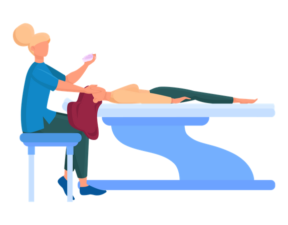 Girl getting head massage in salon Illustration