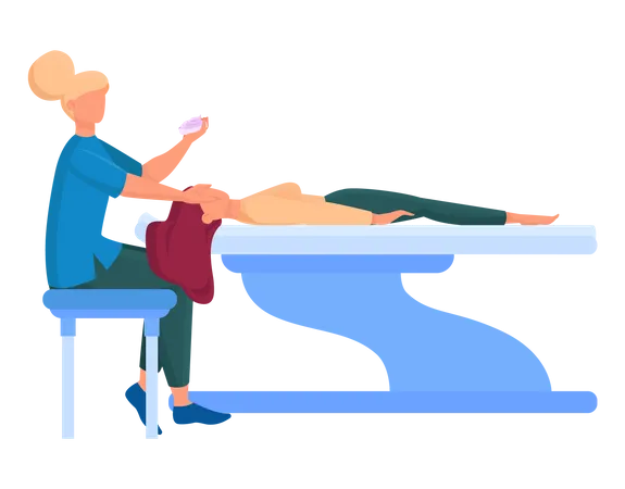Girl getting head massage in salon  Illustration