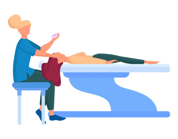 Girl getting head massage in salon  Illustration