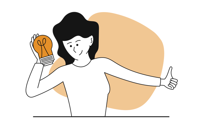 Girl getting Innovation idea  Illustration