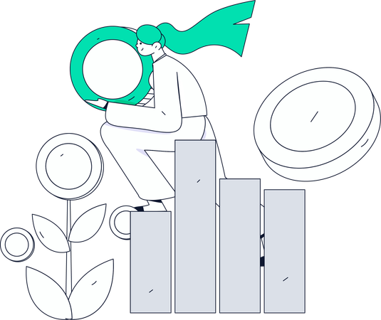 Girl getting investment growth  Illustration