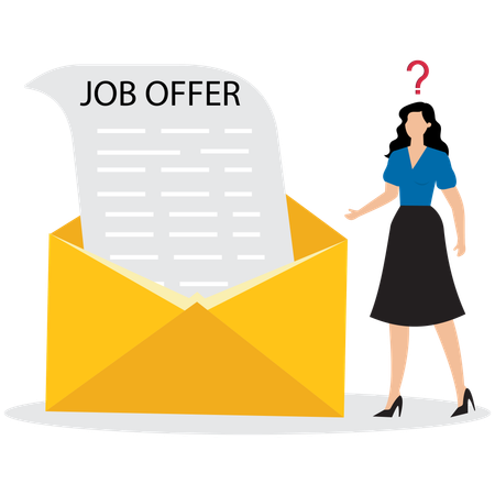 Girl getting job offer email  Illustration