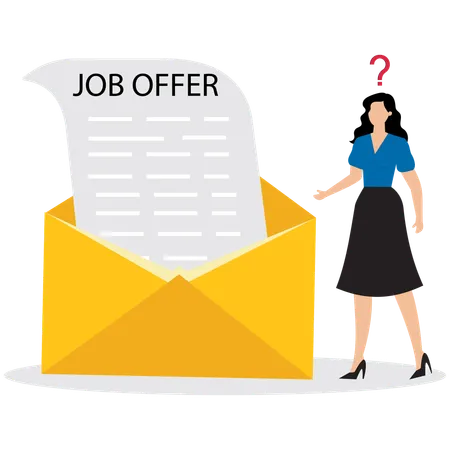 Girl getting job offer email  Illustration