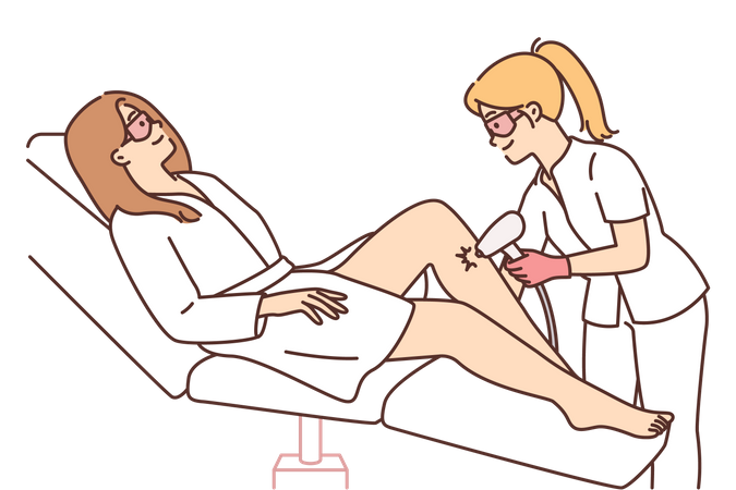 Girl getting laser hair removal  Illustration