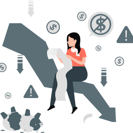 Girl getting loss in business  Illustration