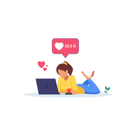 Girl Getting love on social media  Illustration