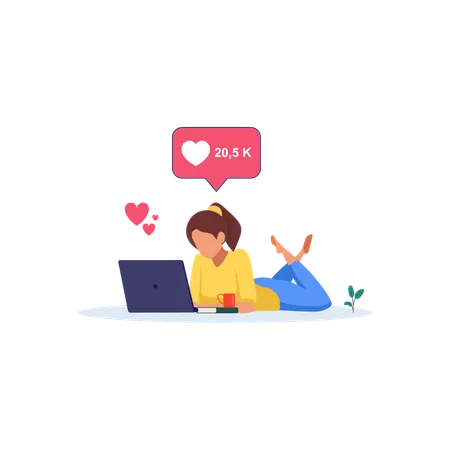 Girl Getting love on social media  Illustration