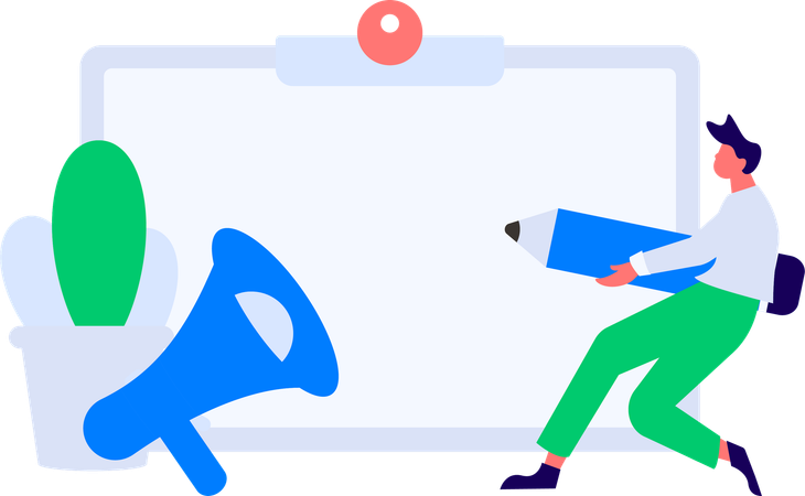 Girl getting mail notification  Illustration