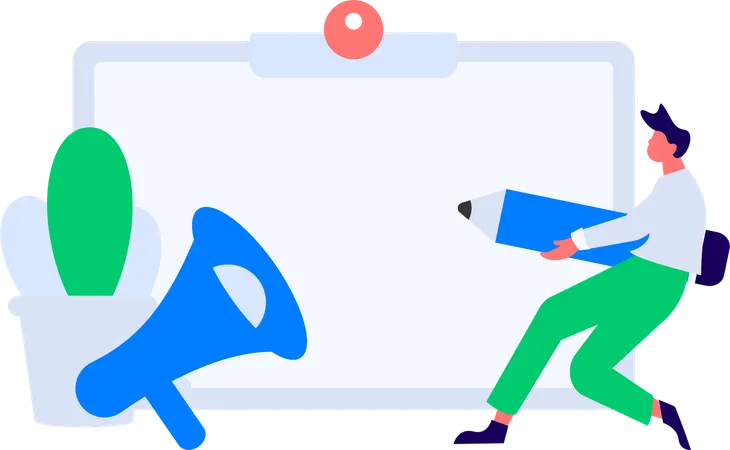 Girl getting mail notification  Illustration