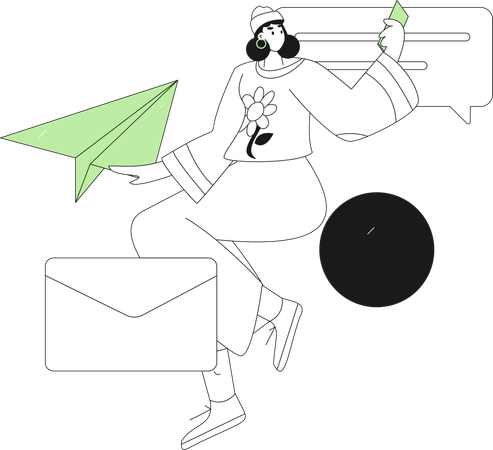 Girl getting mail notification  Illustration