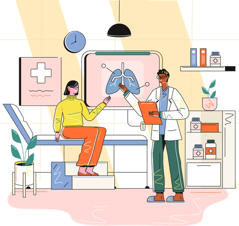 Girl getting medical checkup at hospital  Illustration