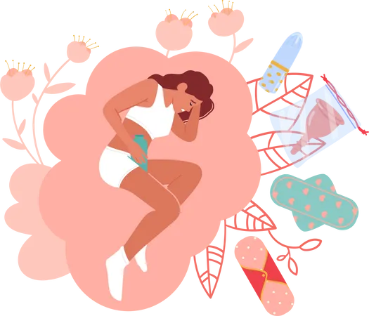 Girl getting menstrual period  Illustration