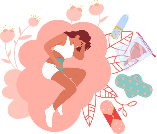 Girl getting menstrual period  Illustration