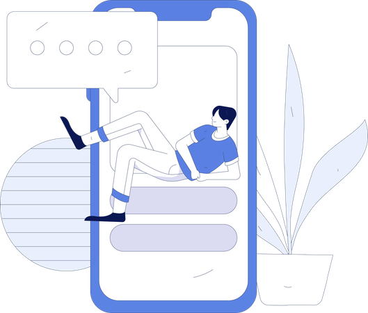 Girl getting message on mobile  Illustration