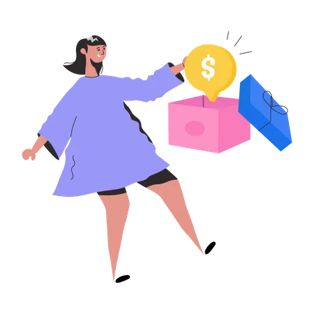 Girl getting Money Gift  Illustration