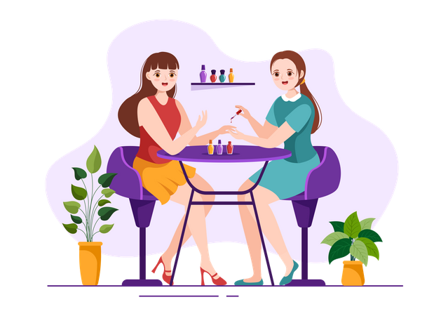 Girl getting nail job done  Illustration