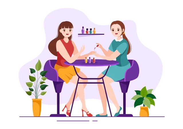 Girl getting nail job done  Illustration