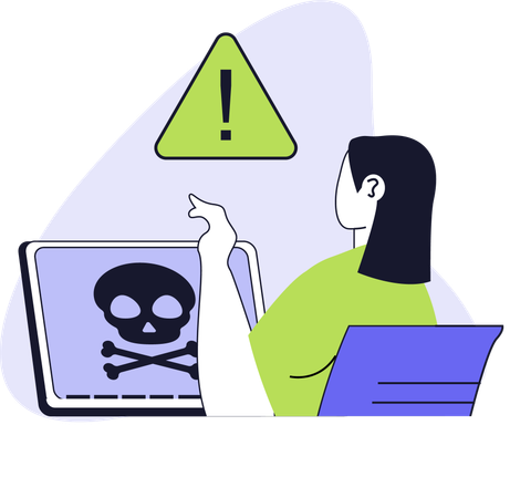 Girl getting online ddos attack  Illustration