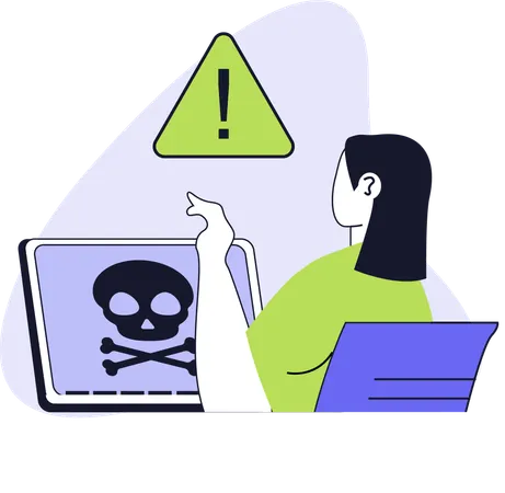 Girl getting online ddos attack  Illustration