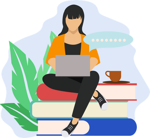 Girl getting online education  Illustration