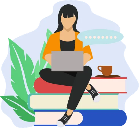 Girl getting online education  Illustration