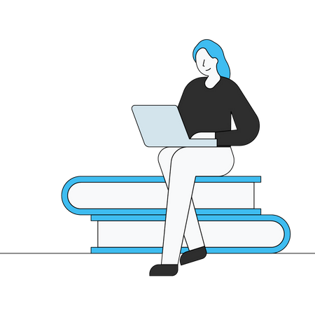 Girl getting online education  Illustration