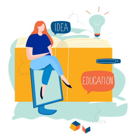 Girl getting online education  Illustration