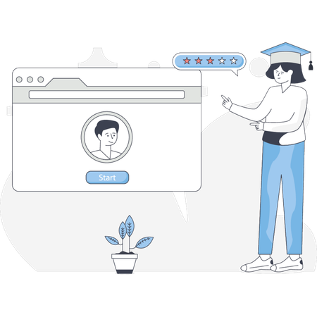 Girl getting online graduation  Illustration