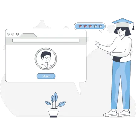 Girl getting online graduation  Illustration
