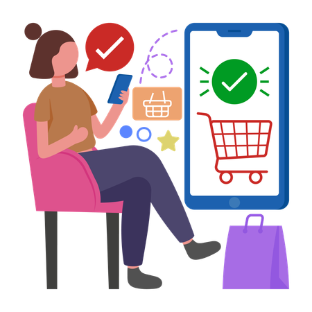 Girl getting online Order Confirmed  Illustration
