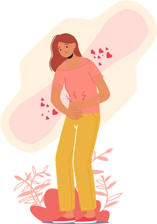 Girl getting period cramps  Illustration