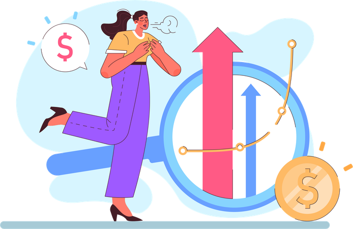 Girl getting profit from Stock market  Illustration