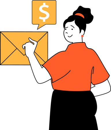 Girl getting salary mail  Illustration