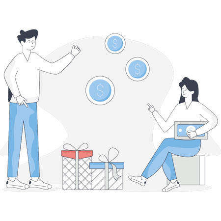 Girl getting shopping cash back  Illustration