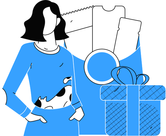 Girl getting shopping coupon and gift  Illustration