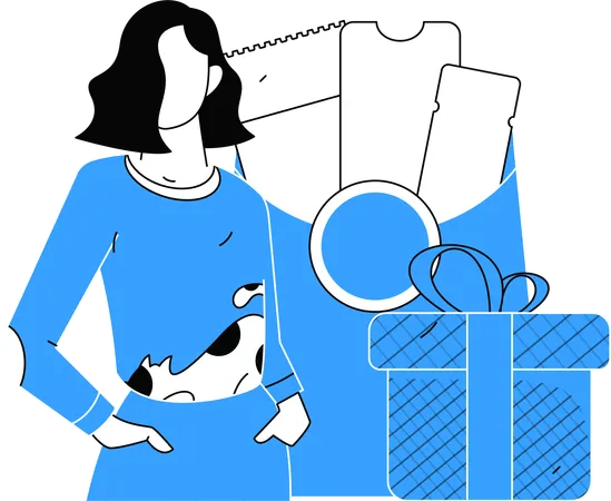 Girl getting shopping coupon and gift  Illustration