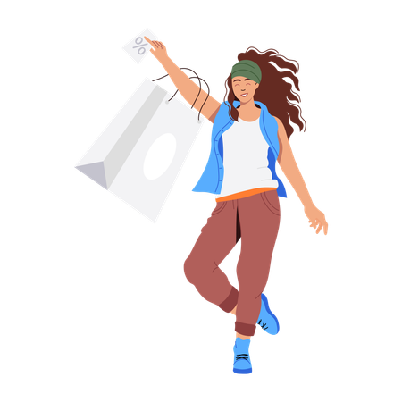 Girl getting shopping discount  Illustration